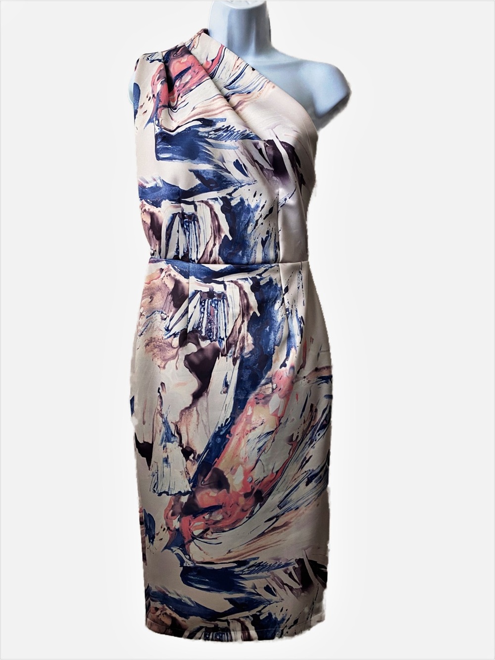 Abstract Marble Print ASOS One Shoulder Midi Dress Cocktail Semi-formal Special